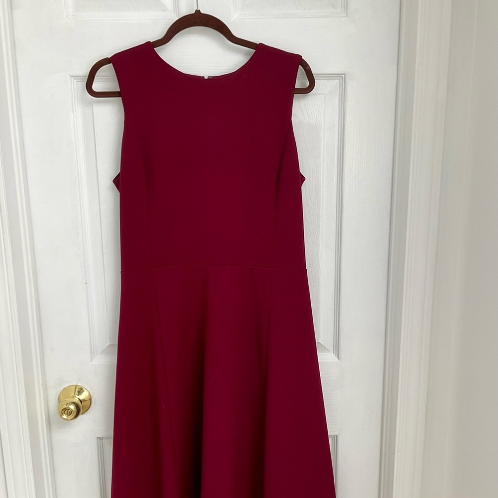 Chaps Burgundy  Sleeveless A-Line Midi Dress